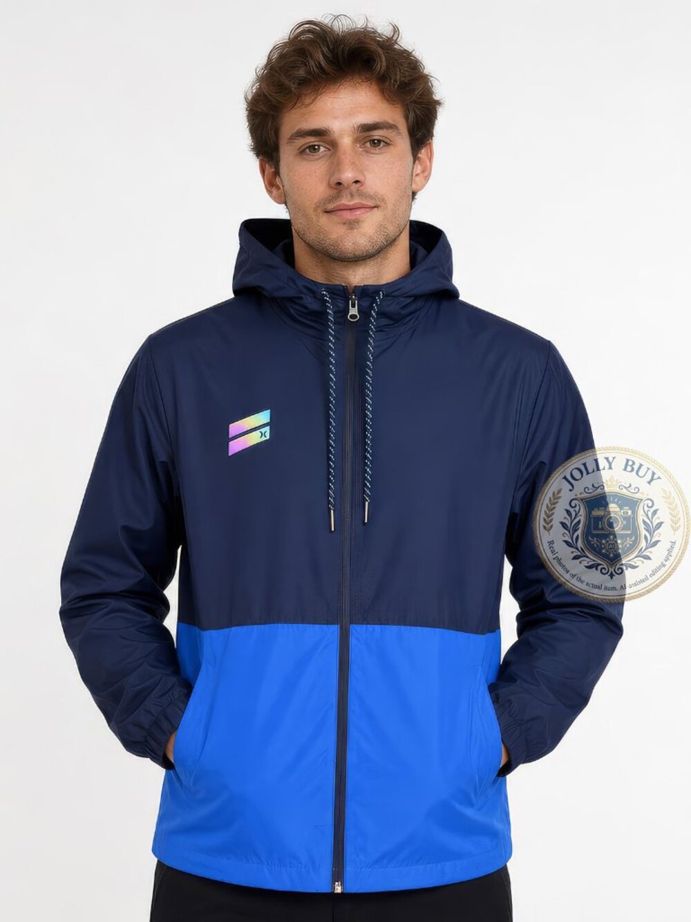 Hurley Men’s Jacket All Seasons Gear Hoodie Windbreaker Colorblock Size L